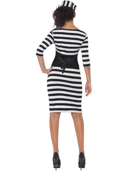 Elegantes Sträfling Damenkostüm, mit Kleid, Taillenmieder und Mütze