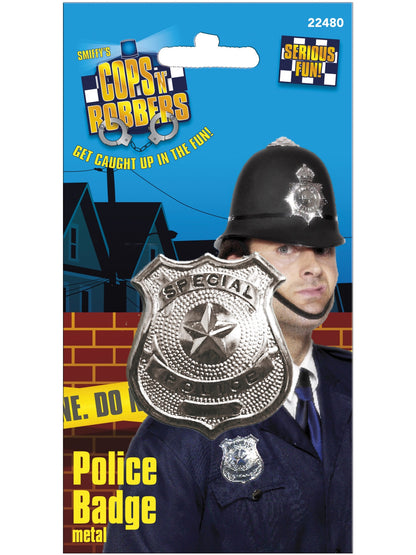 Metal Police Badge, Silver  Wholesale