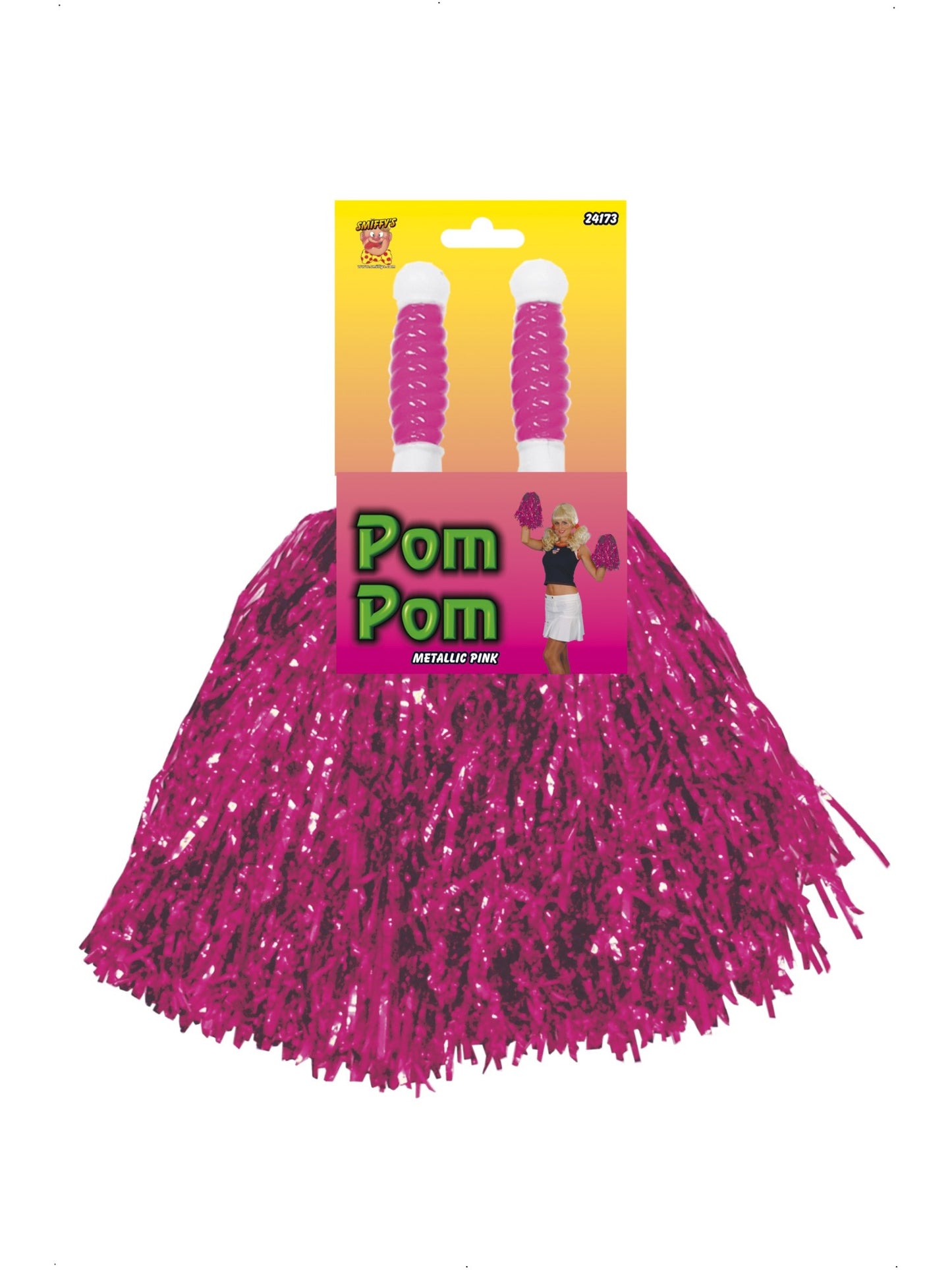 Pompons Metallisch-Rosa, Paar