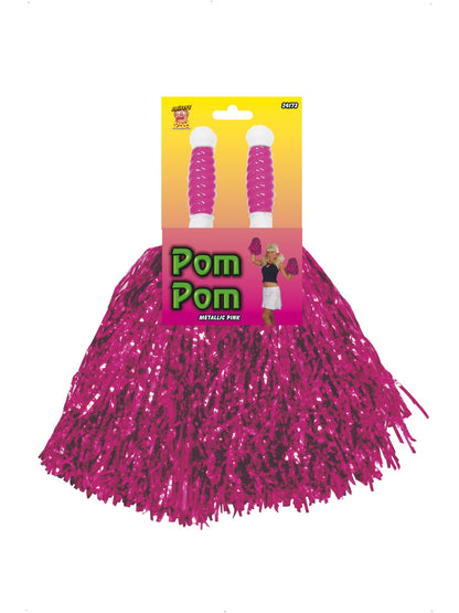 Pompons Metallisch-Rosa, Paar