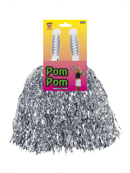 Pompons Metallisch-Silber, Paar