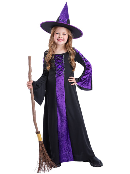 Kostüm Verzaubert, Schwarz und Purpur, mit Kleid und Hut