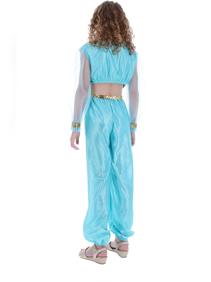 Costume de princesse arabe, comprend pantalon, haut et coiffe