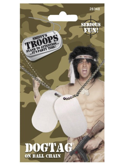 Chaîne avec plaque d'identité, argent, aluminium