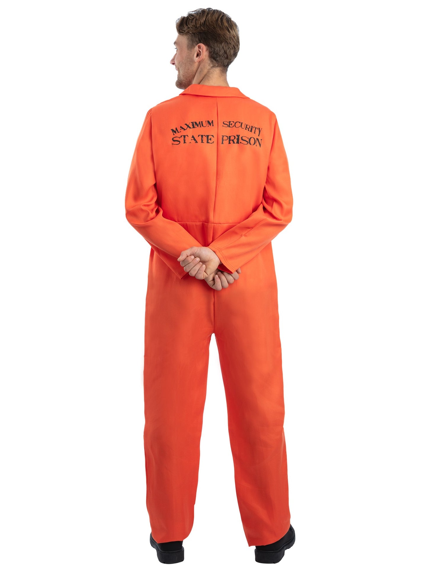 Costume prisonnier en fuite, orange, avec bleu de travail