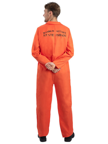Costume prisonnier en fuite, orange, avec bleu de travail