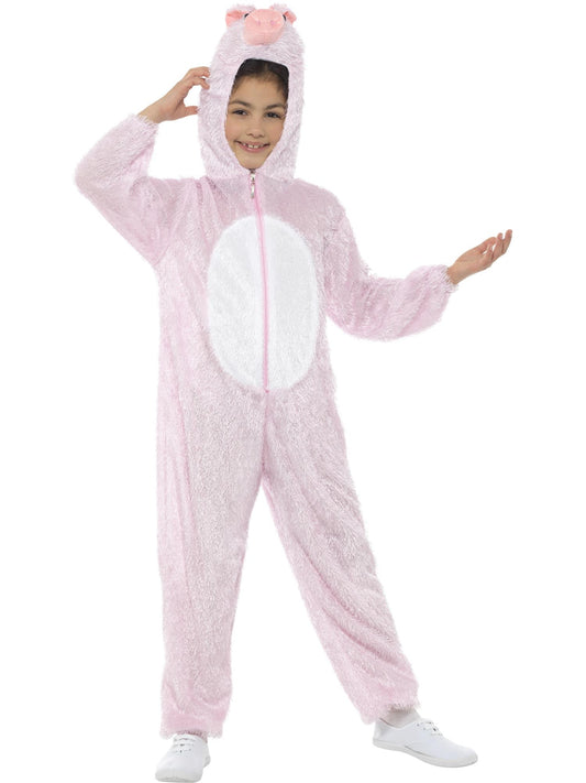 Schwein Kostüm, Rosa, enthält Jumpsuit mit Kapuze