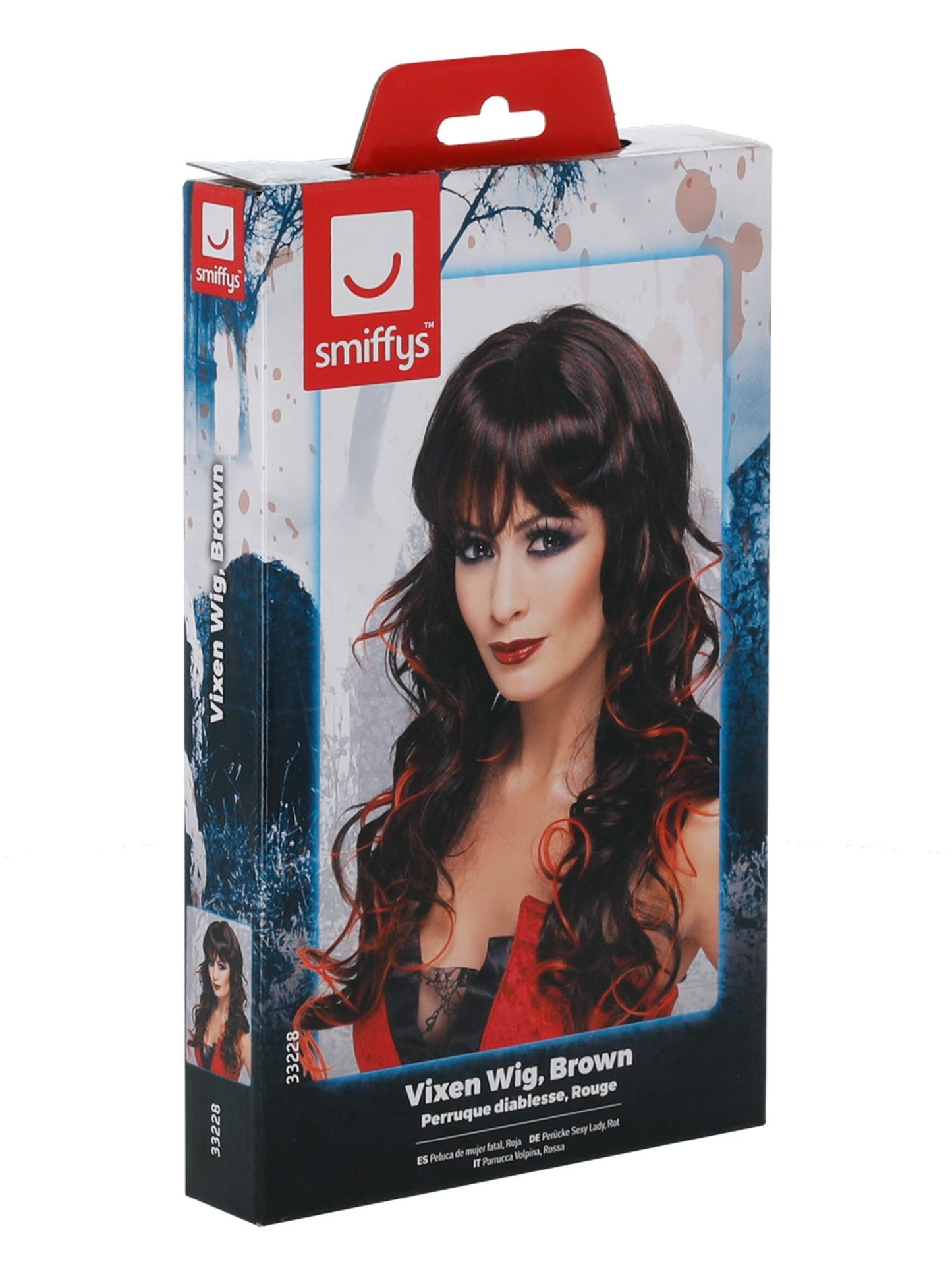 Peluca de mujer fatal, Roja, Larga y rizada