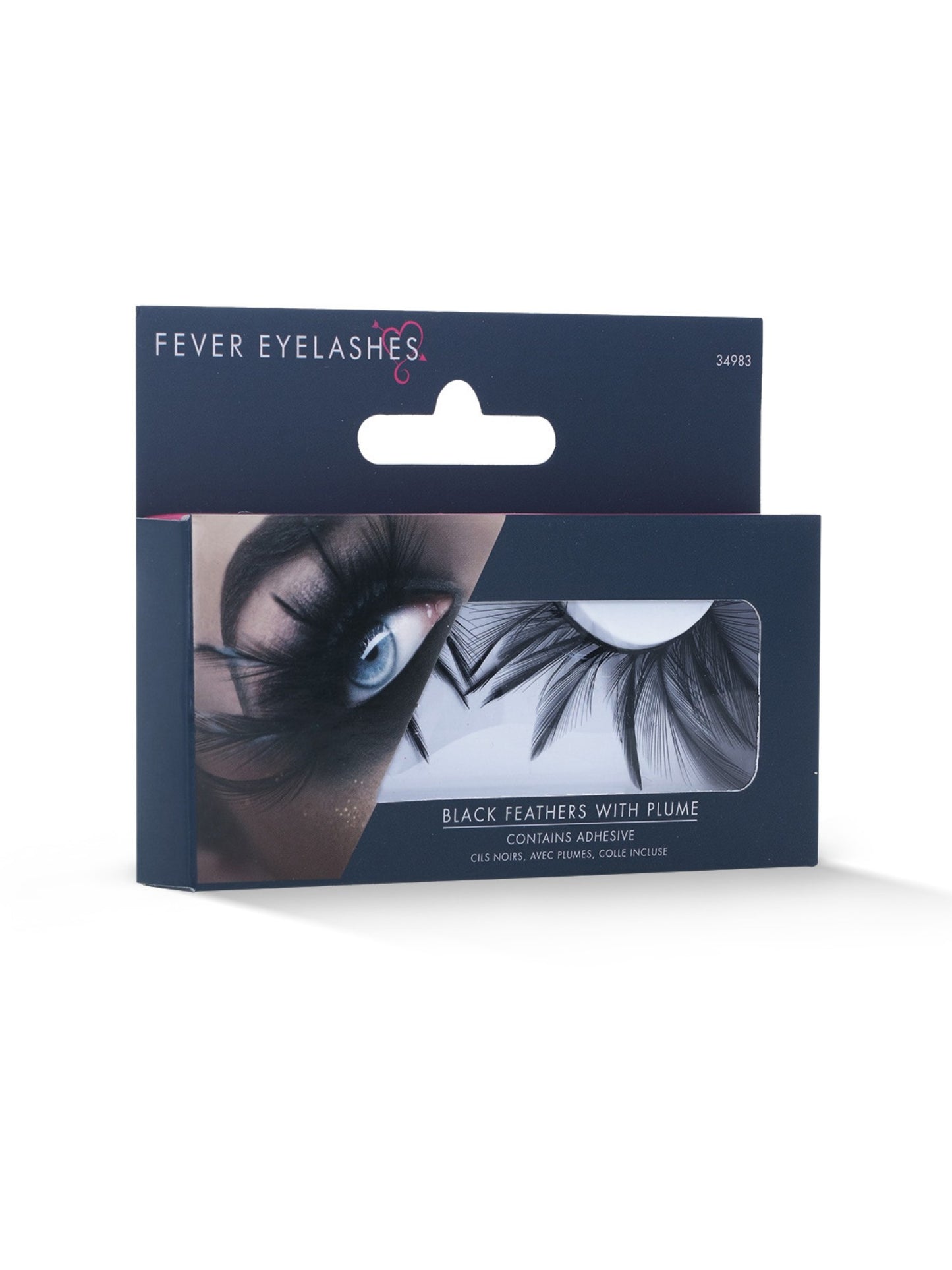 Cils à plumes, noirs, avec plumes, colle incluse