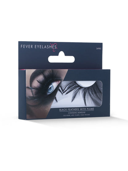 Cils à plumes, noirs, avec plumes, colle incluse