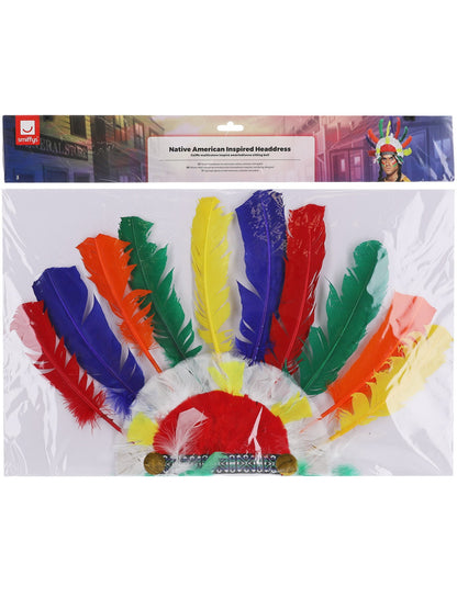 Indianer-Kopfschmuck von amerikanischen Ureinwohnnern inspiriert, mehrfarbig, sitting bull