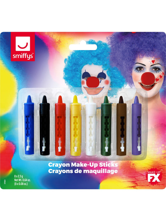 Smiffys Make-Up FX, Fettstift Make-up, Zurückziehbar, 8 pro Packung