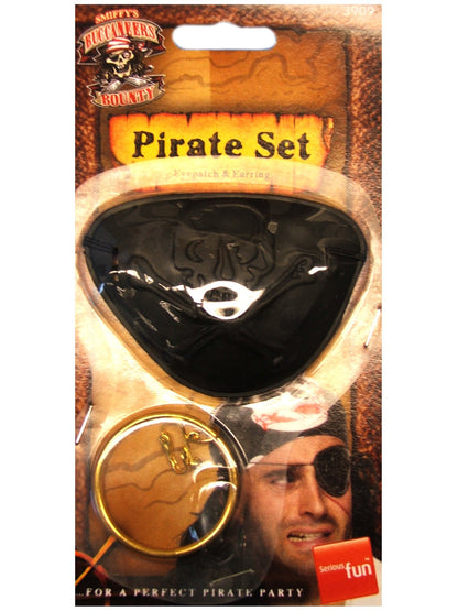Pirate Eyepatch and Earring, Black  Wholesale