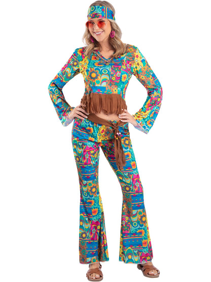 Hippy Flower Power Costume, Multi-Coloured  Wholesale