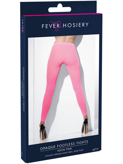 Opaque Footless Tights, Neon Pink  Wholesale