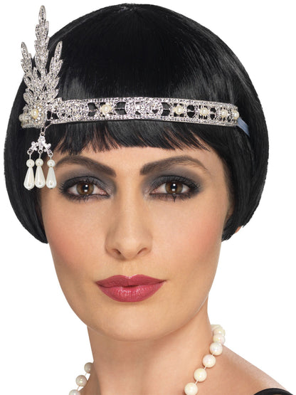 Flapper-Stirnband, Silber