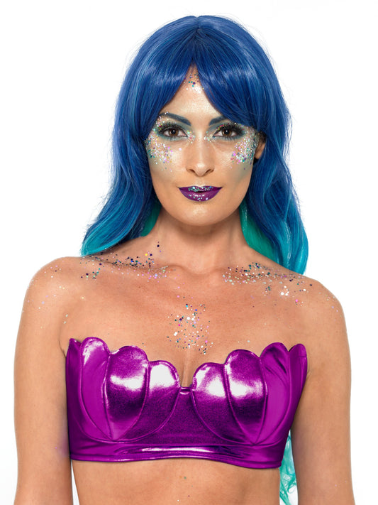 Parte Superior de Bikini de Sirena con Conchas, Morado