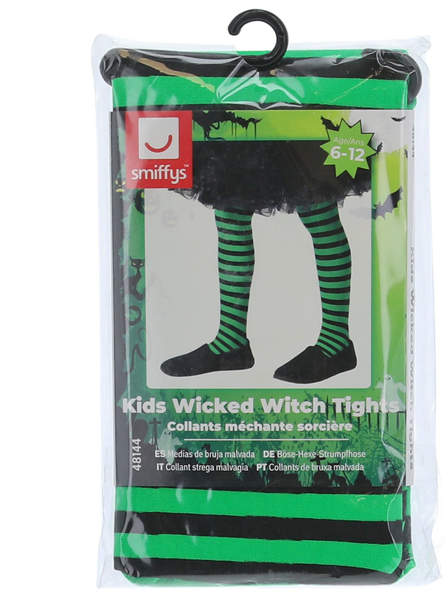 Collants méchante sorcière, enfant, Vert et Noir, 6-12 ans