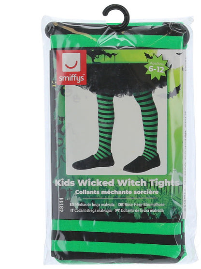 Collants méchante sorcière, enfant, Vert et Noir, 6-12 ans