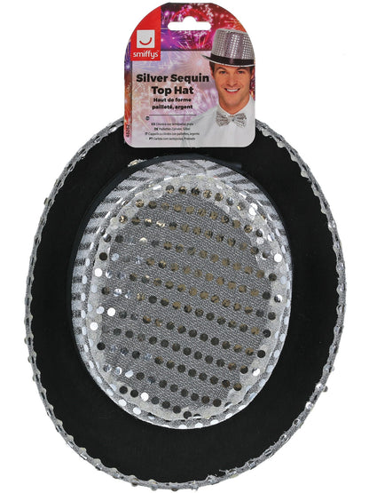 Sequin Top Hat, Silver  Wholesale