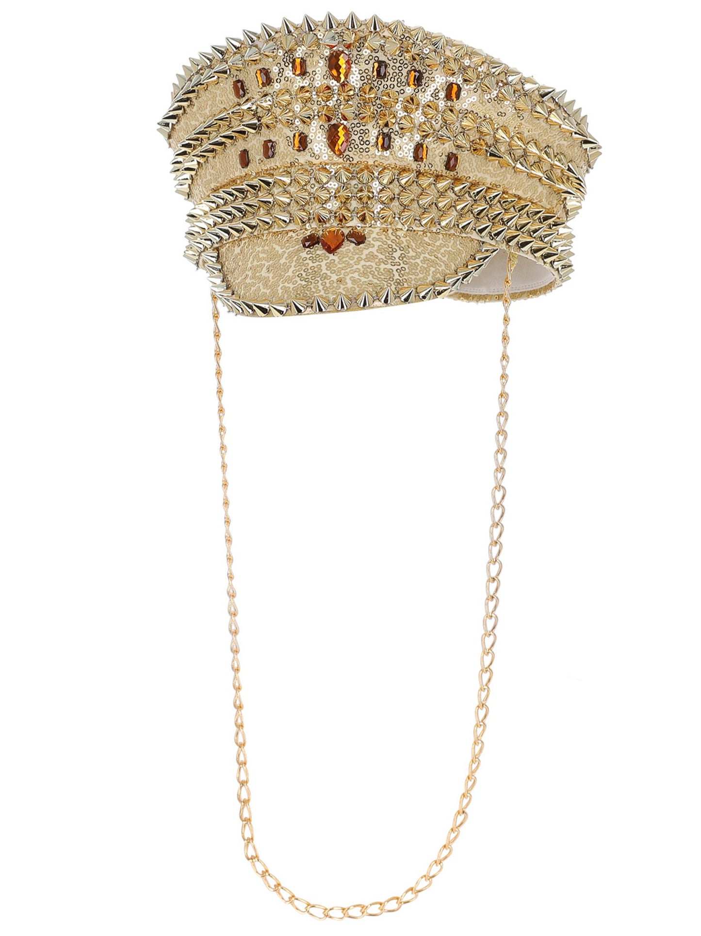 Fever Deluxe Sequin Studded Captains Hat, Gold  Wholesale