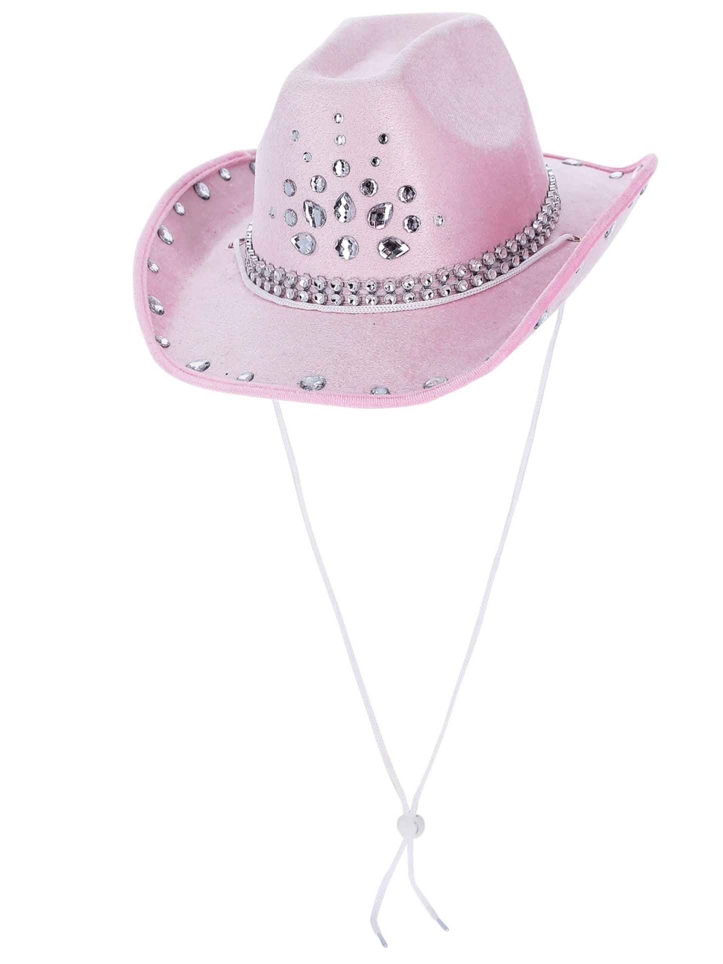 Sombrero de vaquera con lentejuelas, rosa bebé, Lentejuelas plateadas