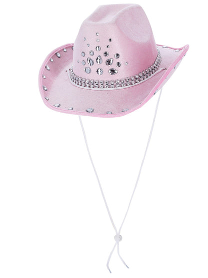 Sombrero de vaquera con lentejuelas, rosa bebé, Lentejuelas plateadas