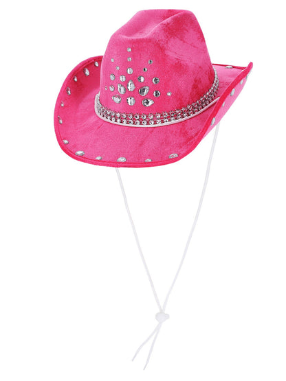 Pinker Strass-Cowgirl-Hut, Silberne Juwelen