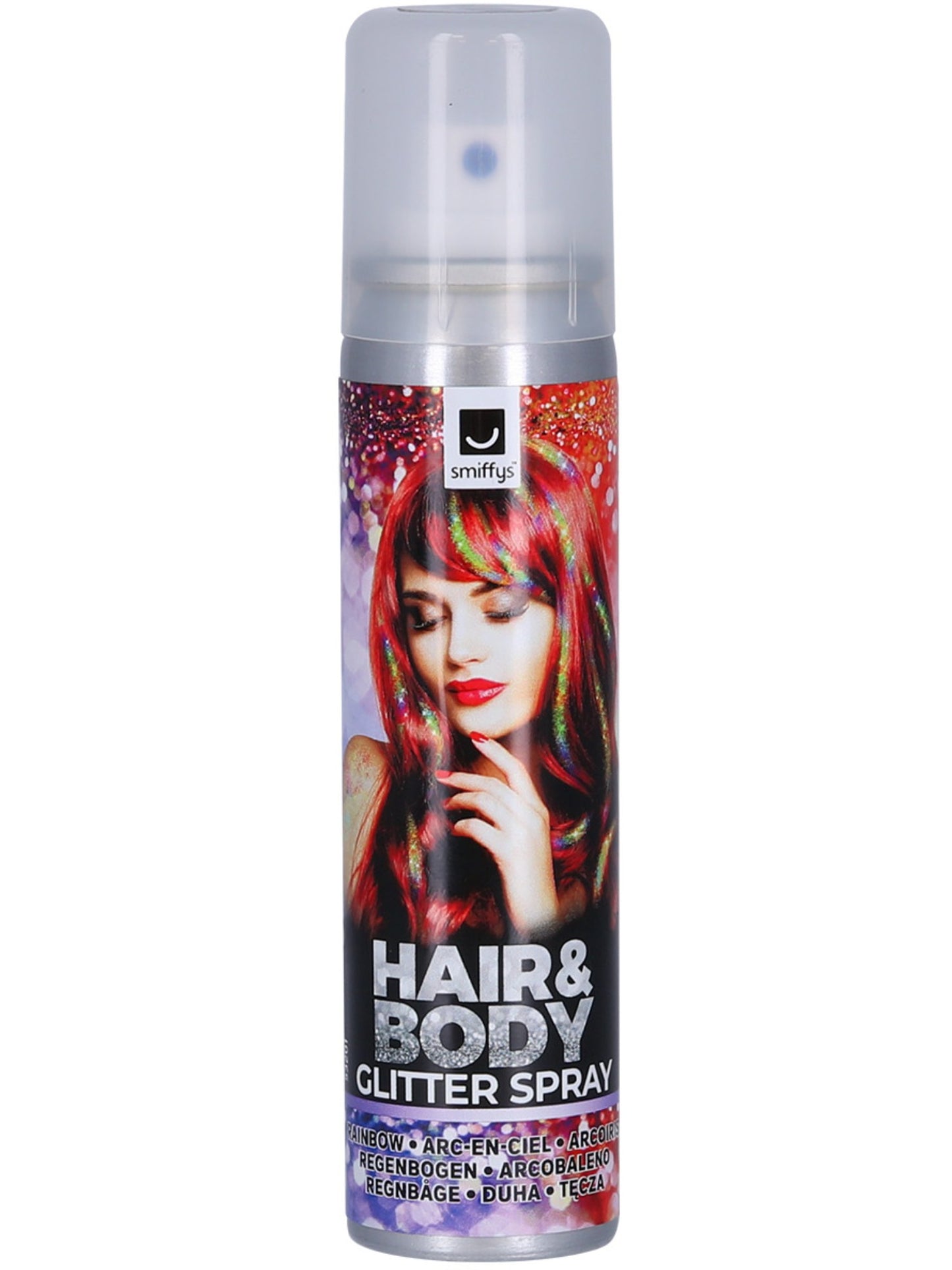 Smiffys Make-Up FX, Haar- und Körperspray, Regenbogenglitter, 75 ml Dose