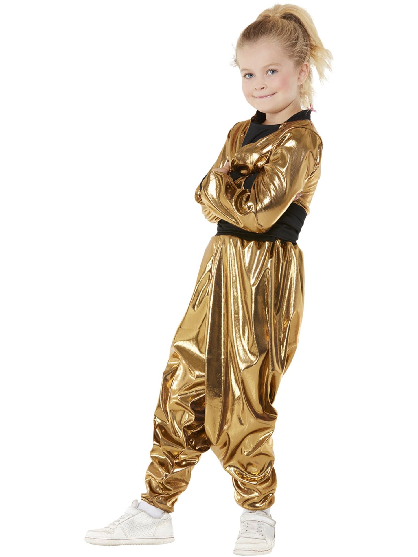Kostüm 80er-Jahre Hammerzeit, Gold, Oberteil, Hose und Jacke