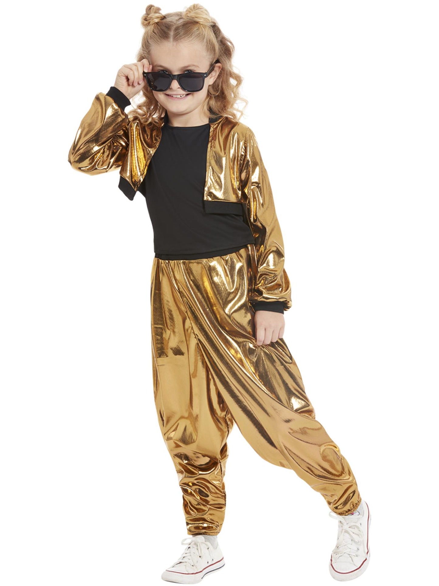 Kostüm 80er-Jahre Hammerzeit, Gold, Oberteil, Hose und Jacke