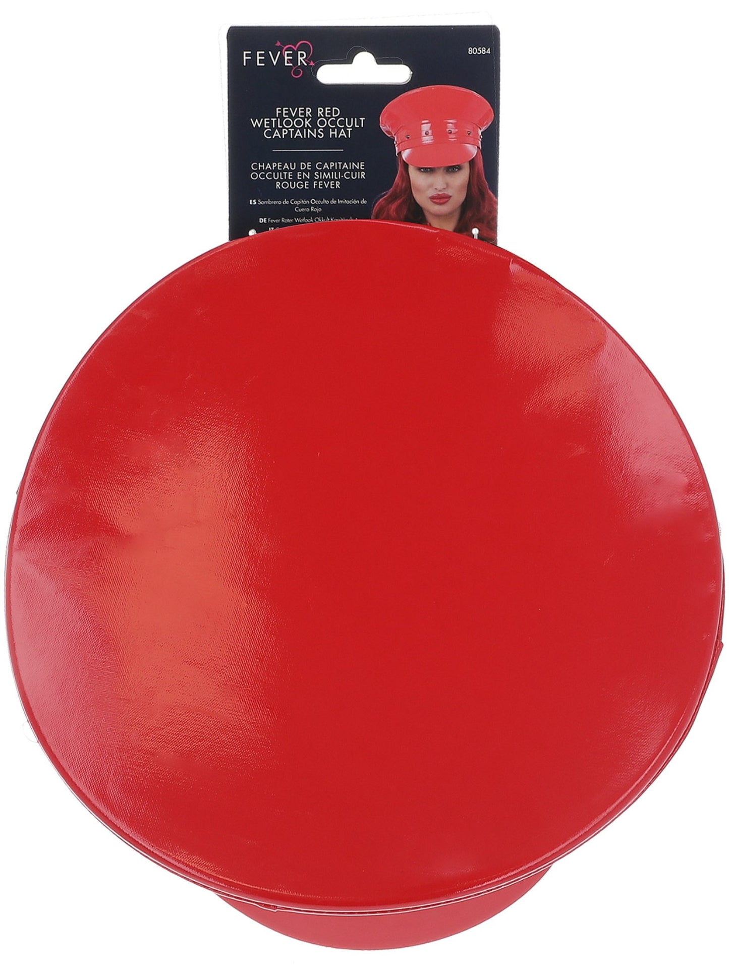 Fever Deluxe Red Wetlook Studded Captains Hat  Wholesale