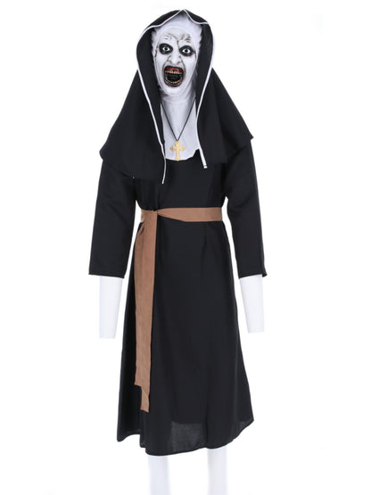 The Nun, Valek-Kostüm, Tracht, Kopfbedeckung, Gürtel, Kreuz-Halskette und Maske
