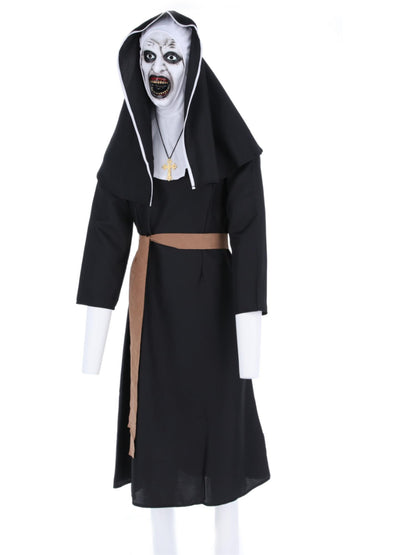 The Nun, Valek-Kostüm, Tracht, Kopfbedeckung, Gürtel, Kreuz-Halskette und Maske
