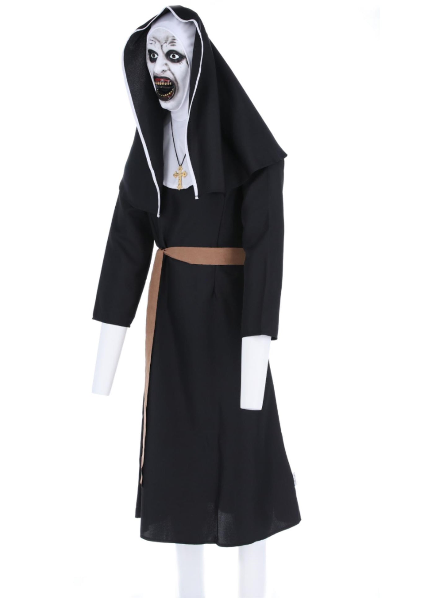The Nun, Valek-Kostüm, Tracht, Kopfbedeckung, Gürtel, Kreuz-Halskette und Maske