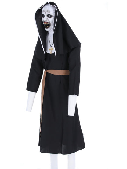 The Nun, Valek-Kostüm, Tracht, Kopfbedeckung, Gürtel, Kreuz-Halskette und Maske