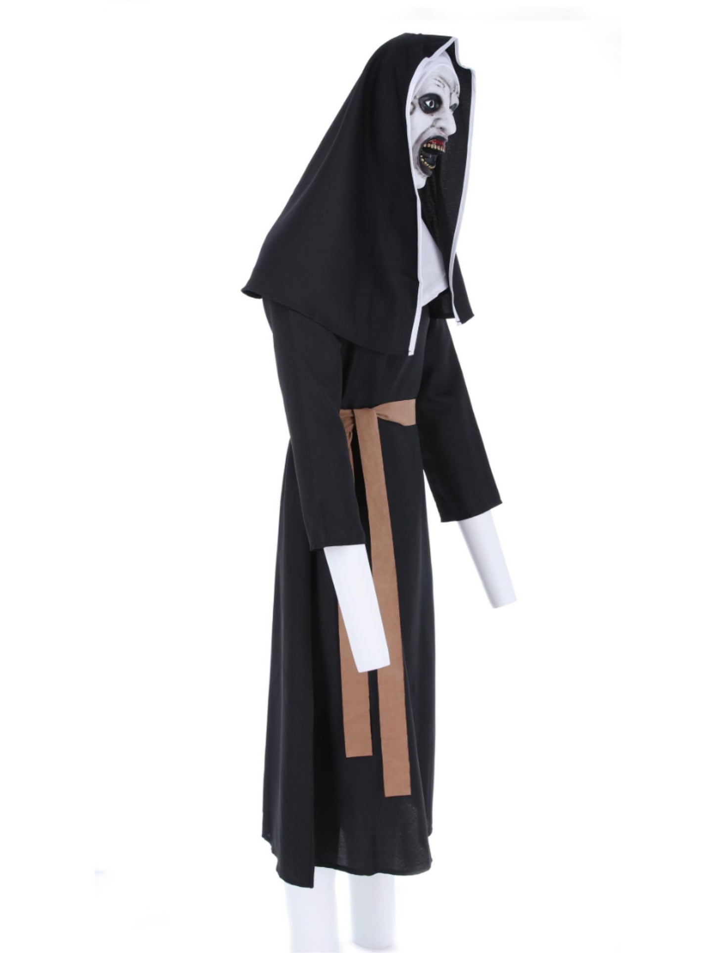 The Nun, Valek-Kostüm, Tracht, Kopfbedeckung, Gürtel, Kreuz-Halskette und Maske