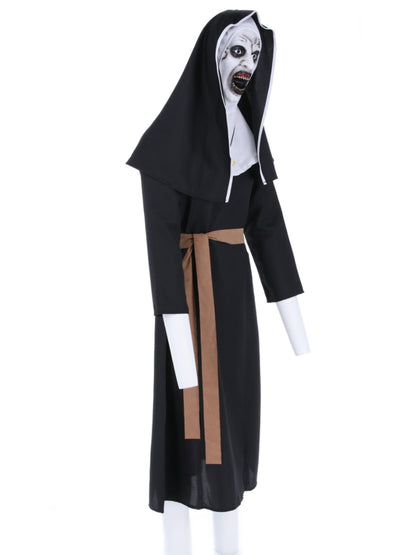 The Nun, Valek-Kostüm, Tracht, Kopfbedeckung, Gürtel, Kreuz-Halskette und Maske