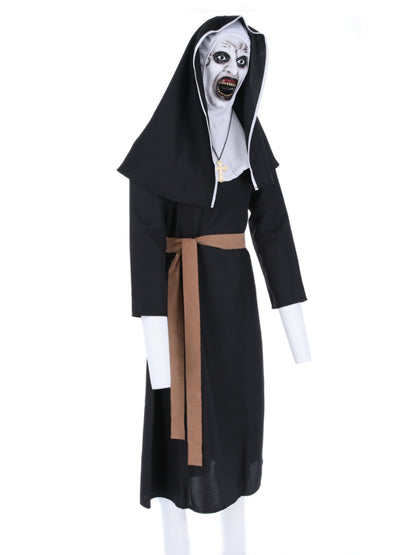 The Nun, Valek-Kostüm, Tracht, Kopfbedeckung, Gürtel, Kreuz-Halskette und Maske