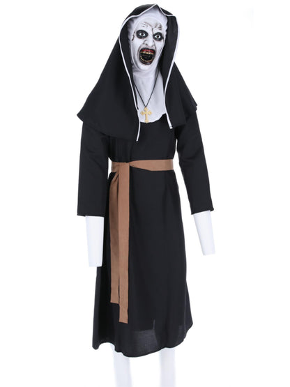 The Nun, Valek-Kostüm, Tracht, Kopfbedeckung, Gürtel, Kreuz-Halskette und Maske