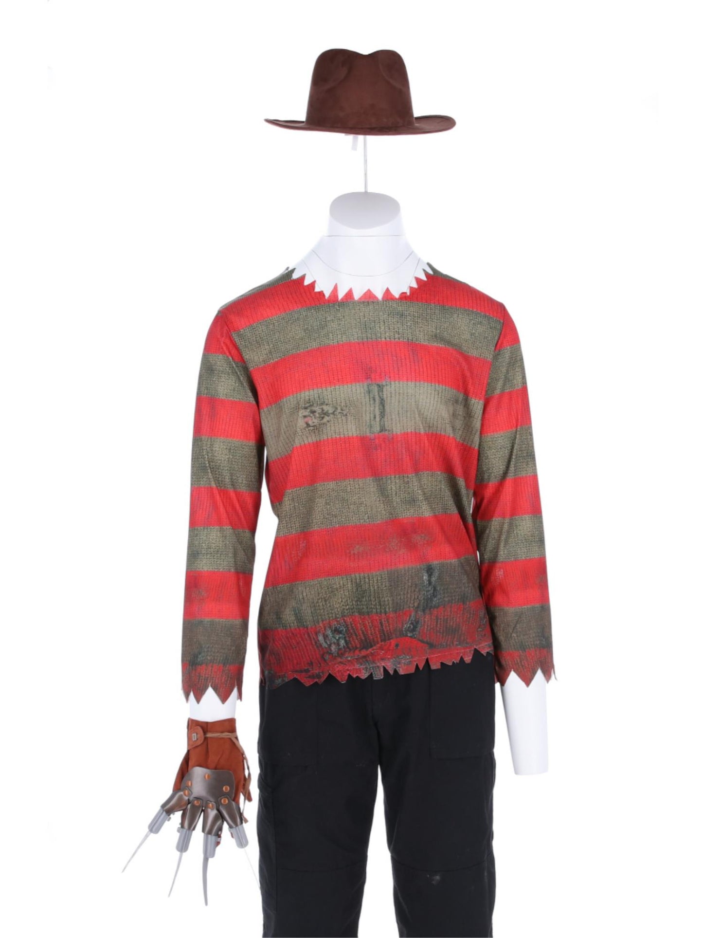 A Nightmare On Elm Street, Freddy Krueger, Kostüm, Bedrucktes Oberteil, Handschuh und Mütze