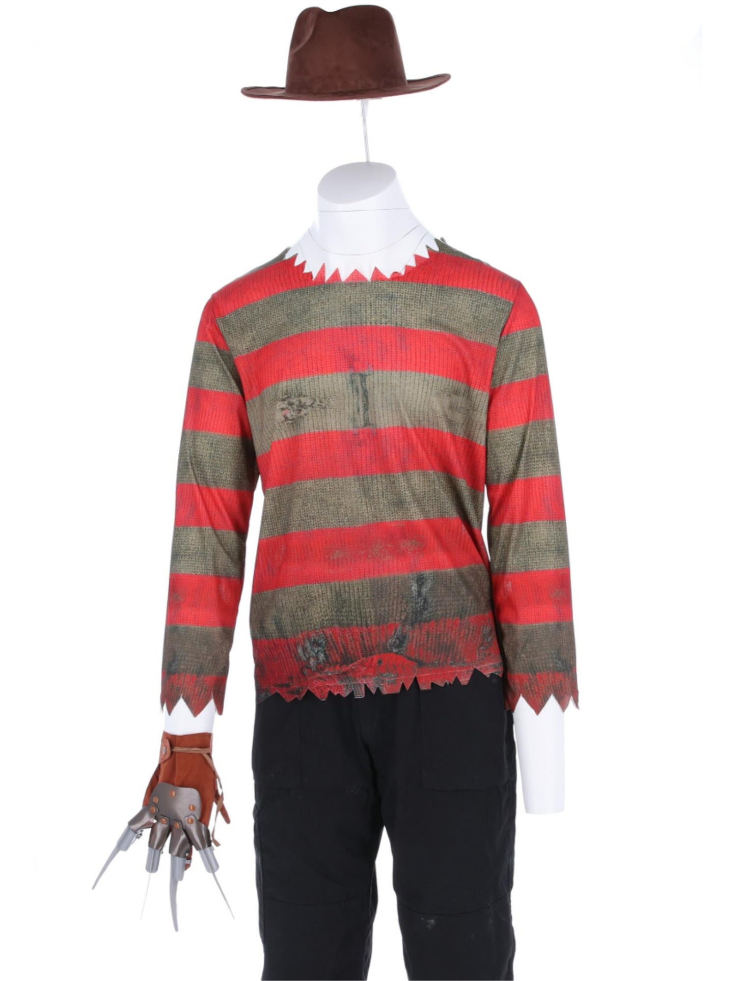 A Nightmare On Elm Street, Freddy Krueger, Kostüm, Bedrucktes Oberteil, Handschuh und Mütze