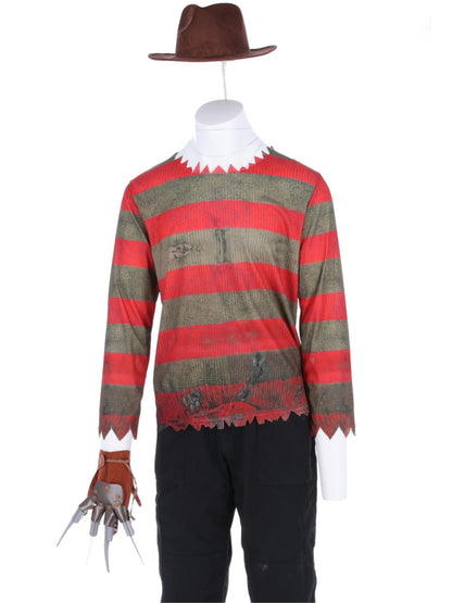 A Nightmare On Elm Street, Freddy Krueger, Kostüm, Bedrucktes Oberteil, Handschuh und Mütze
