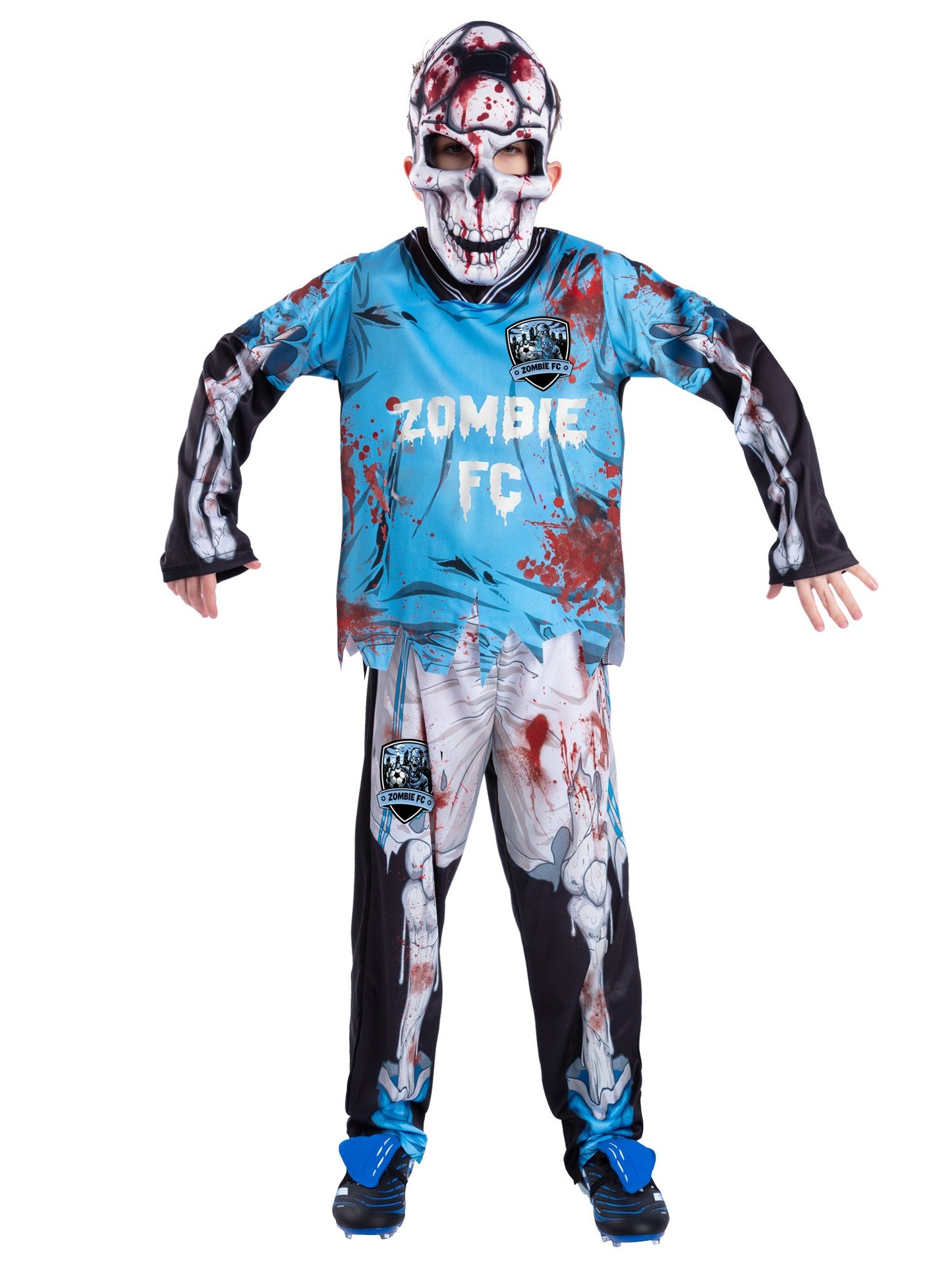 Zombie FC Footballer Skeleton Costume, Blue  Wholesale