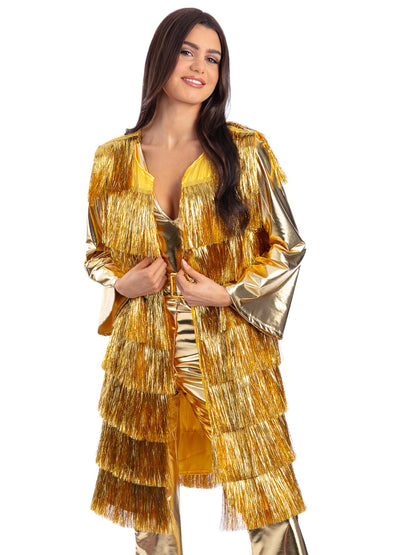 Fever Tinsel Festival Waistcoat, Gold  Wholesale