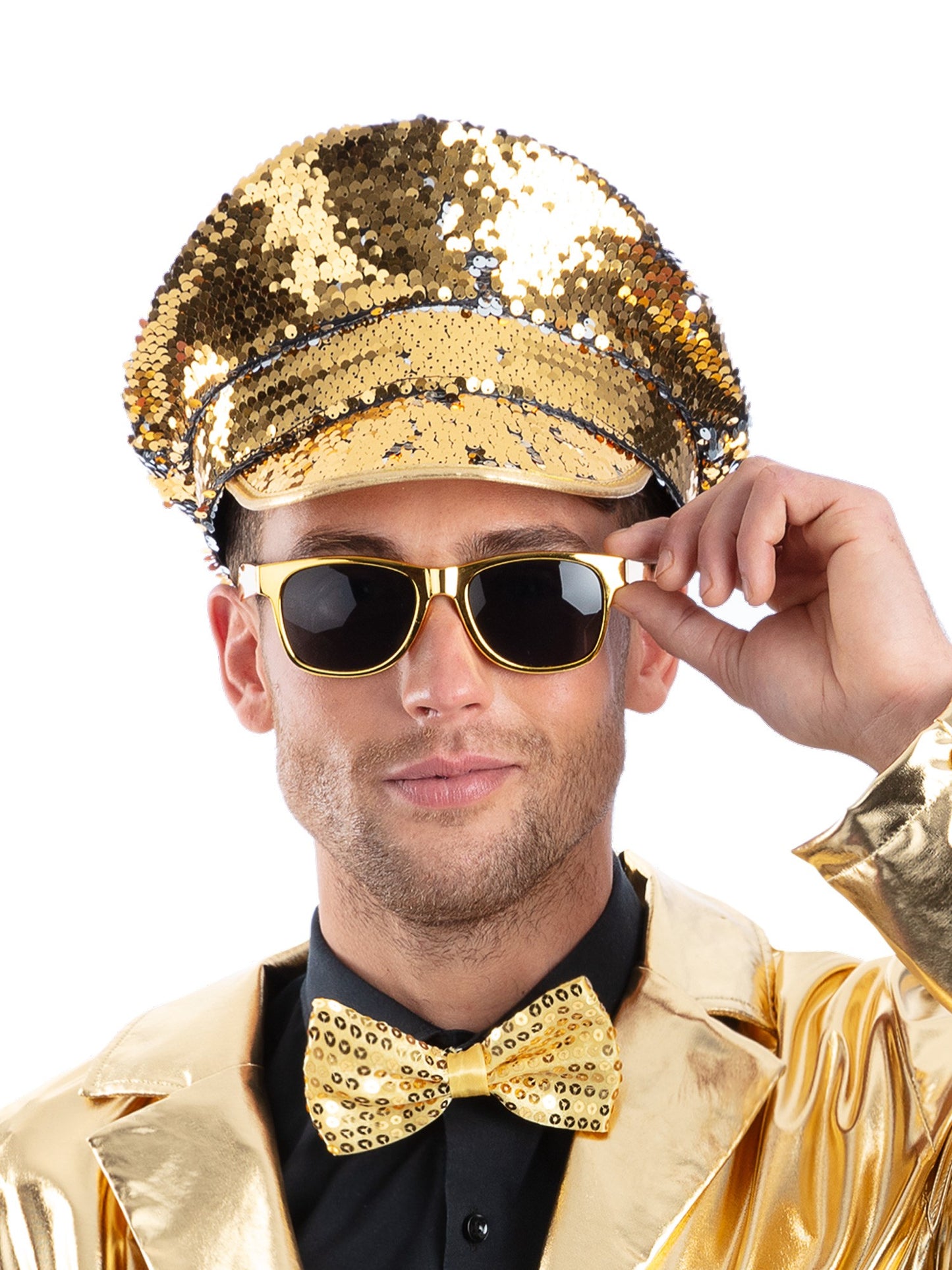 Gold & Silver Sequin Captains Hat  Wholesale