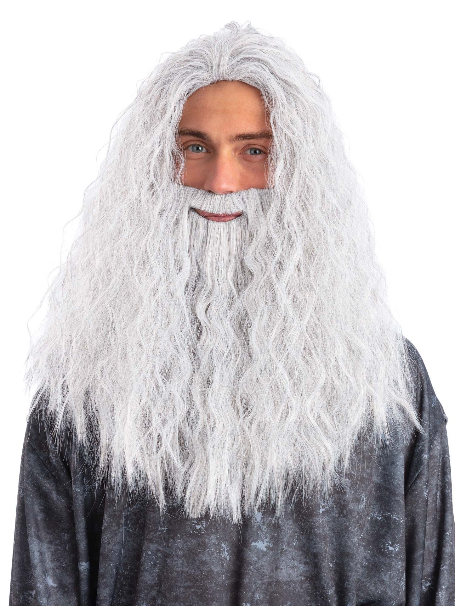 Sorcerer/Wizard Wig & Beard Set, White  Wholesale