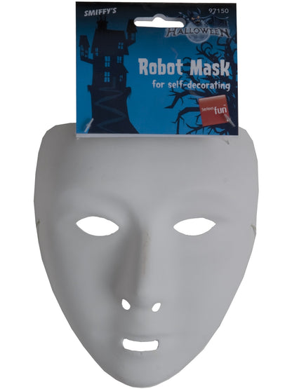Roboter-Maske, Weiß, an Gummiband