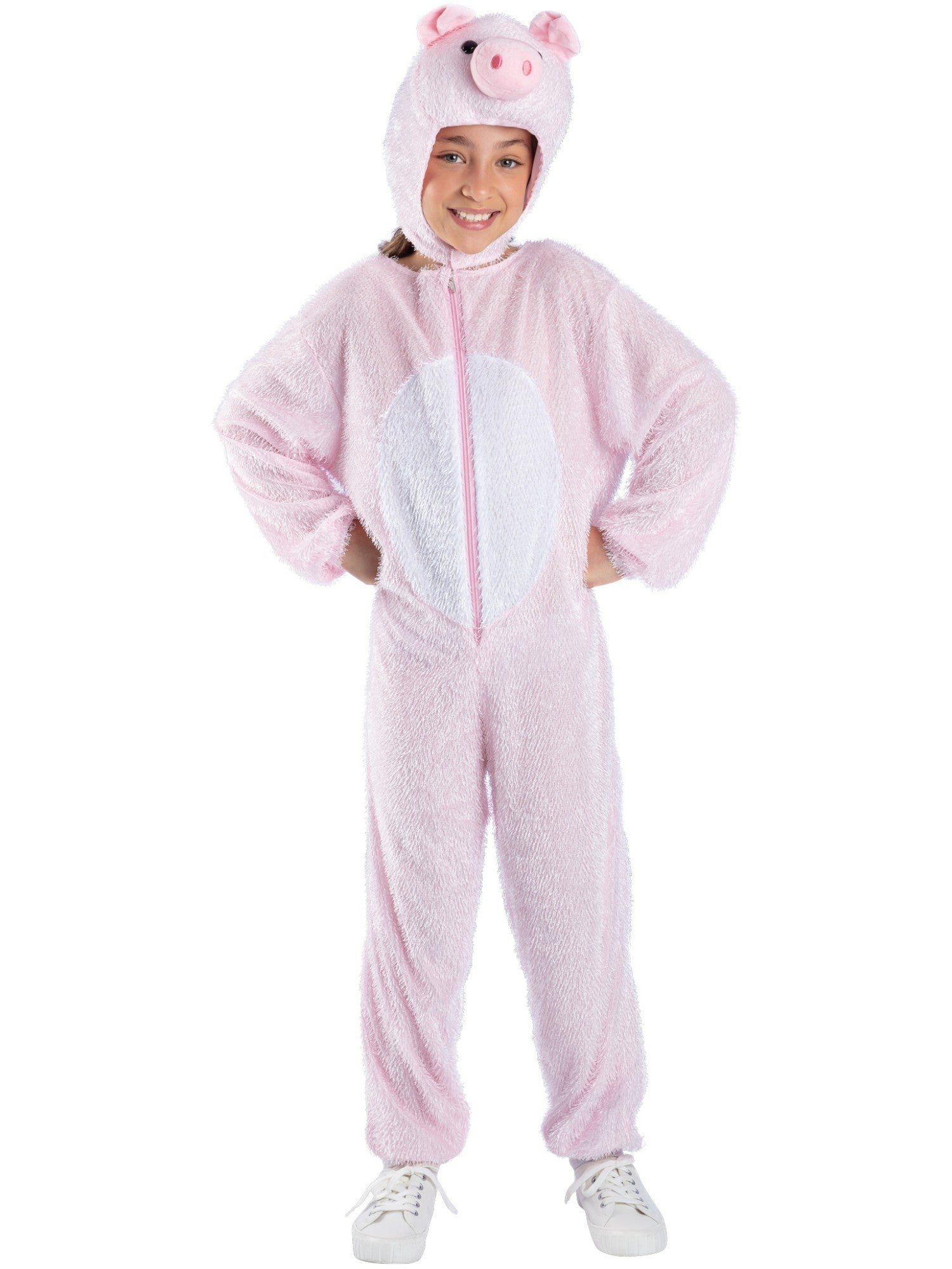 Schwein Kostüm, Rosa, enthält Jumpsuit mit Kapuze