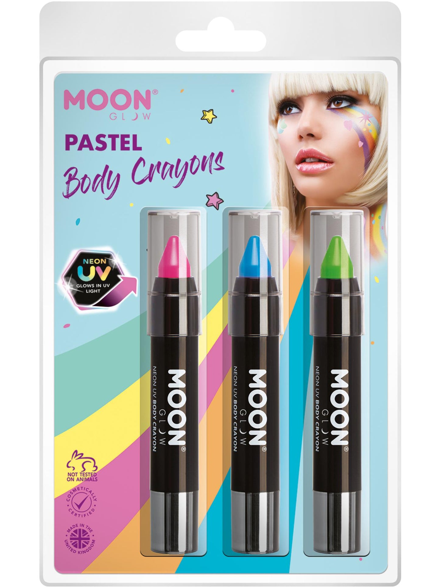 Moon Glow Pastel Neon UV Body Crayons,   Wholesale
